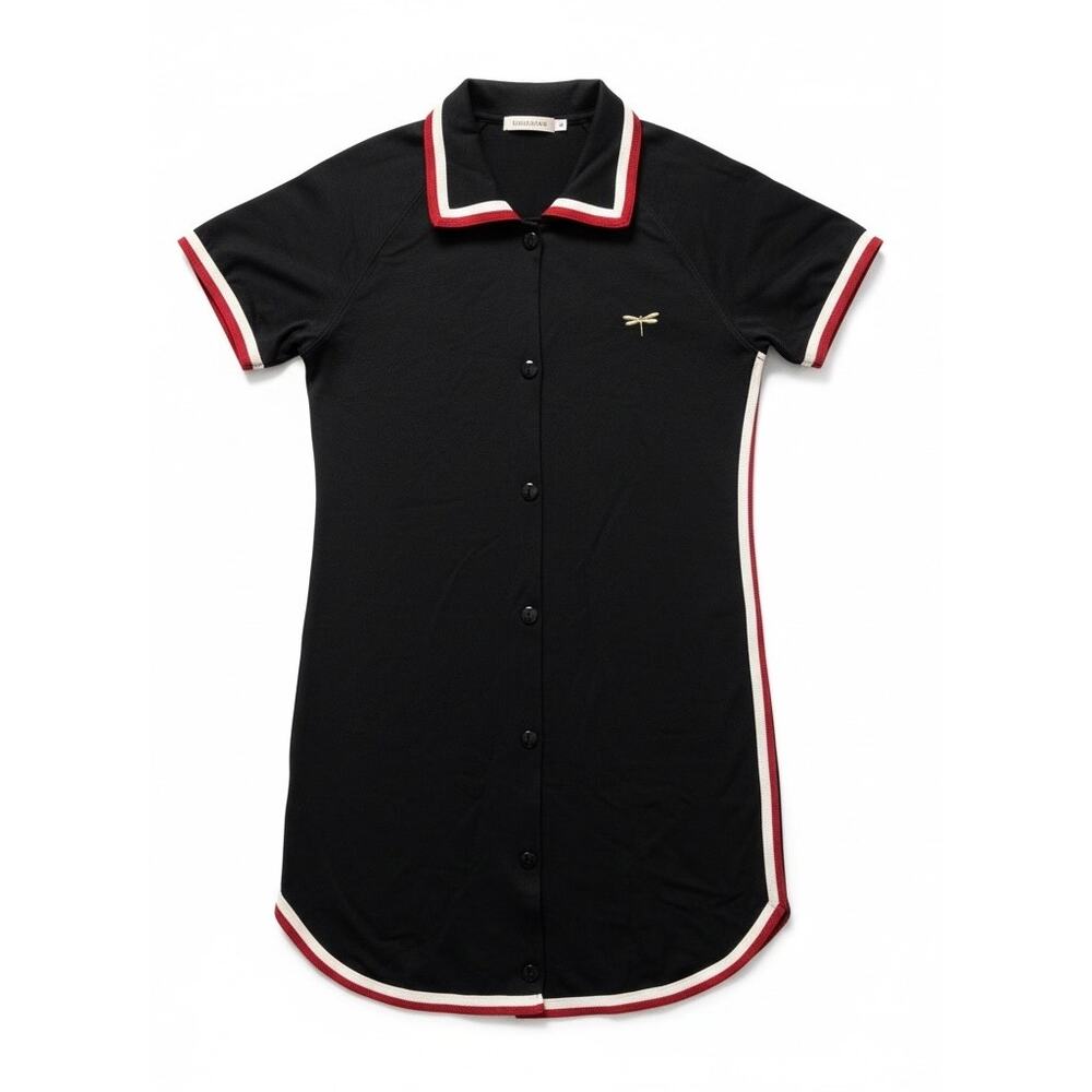 Red Valentino Shirt Dress Womens Small Black Athleisure Tenniscore Activewear
